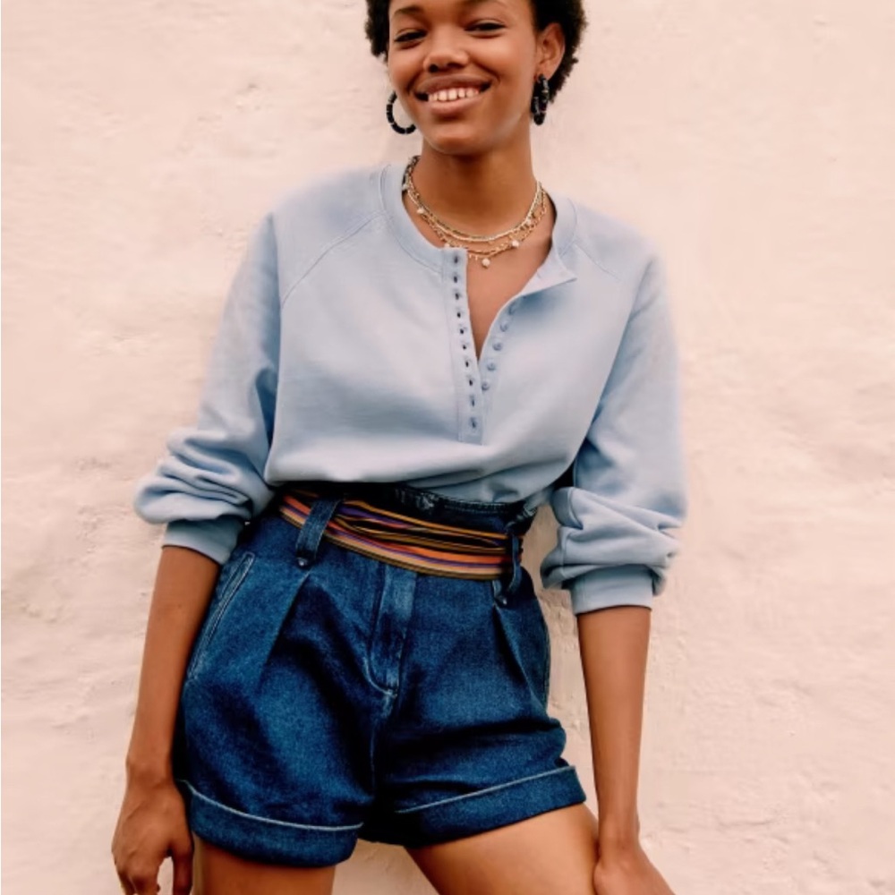 Sezane Button Sweatshirt